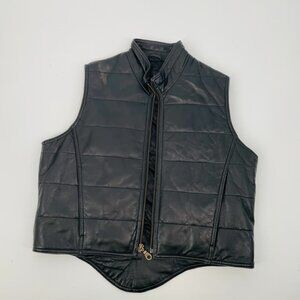 Boys Black Leather Vest Size L